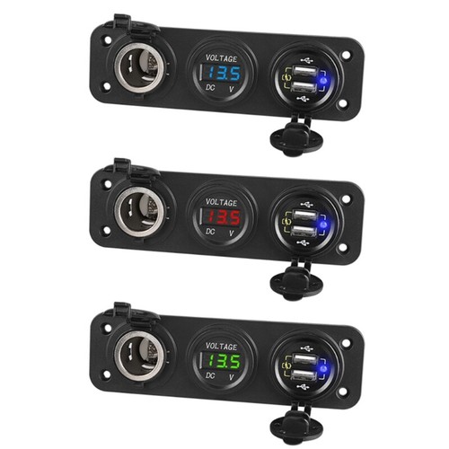 Car Power Socket Panel QC3.0 USB Fast Charger with LED Voltmeter Waterproof - Zdjęcie 3 z 16