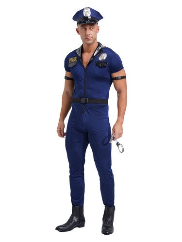 Set Costumi Poliziotto Uomo Polizia Cosplay Outfit Poliziotto Manica Corta Uniforme - Foto 10 di 21