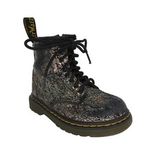 DR MARTENS Toddler Black Disco Crinkle 1460T Lace-Up Combat Boots Kid's Size 7