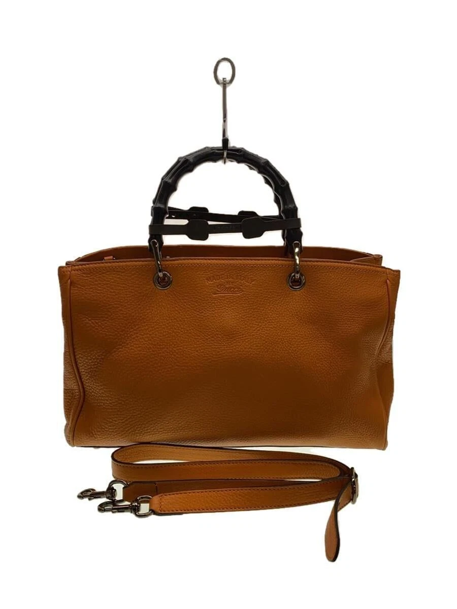 Sac à main cabas GUCCI bambou cuir orange occasion