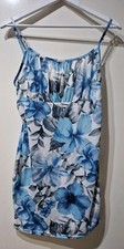 I Saw It First Blue Floral Mini Bodycon Dress UK14 EU42 Ruched Bust Cami Dress