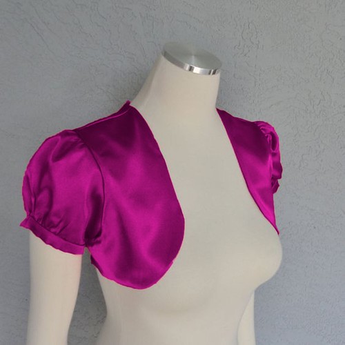 Satin Cropped Bolero Koti Kurzarm Damen Bolero Cardigan Bolero Jacke S109 - Bild 96 von 210