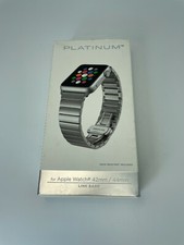 Platinum Stainless Steel Link Watch Strap for Apple Watch all 44mm 42mm Silver