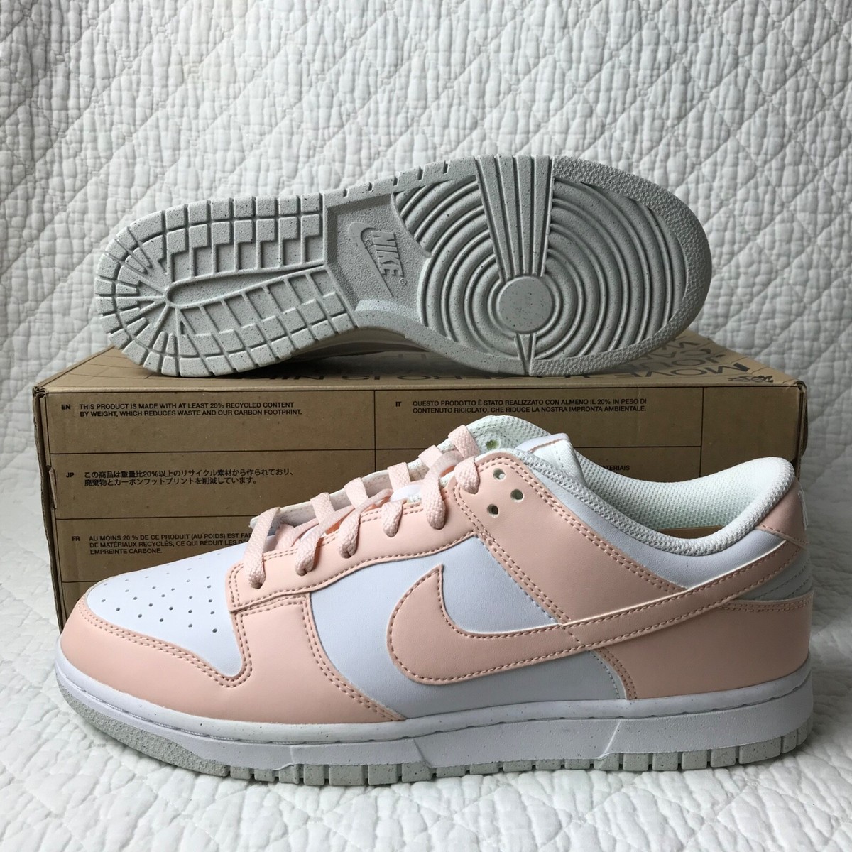 Nike Dunk Low Next Nature Shoes Women's SZ 11.5 White/Pale Coral