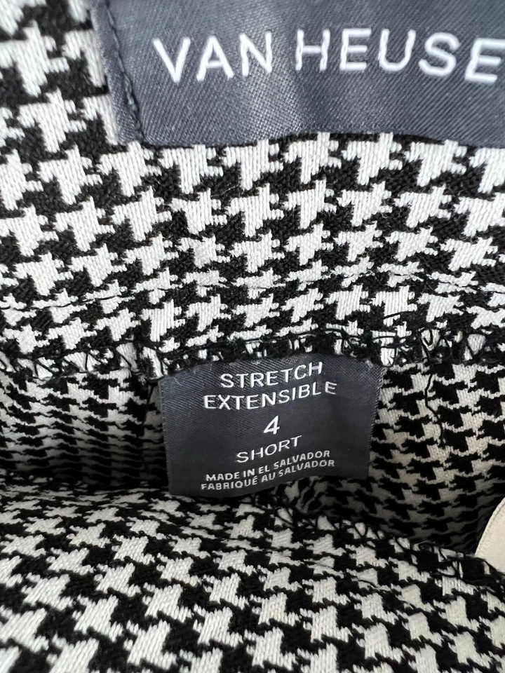 Van Heusen Houndstooth Skinny Pants Women's Size 4 Short Black|White Stretch - Image 3 of 4