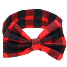 Red and Black Buffalo Check Bow Headband