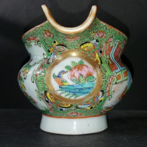 Einzigartiger antiker chinesischer Export Rosenmedaillon Schweinenasenkrug mit Fuß 1840-1880 - Bild 2 von 12