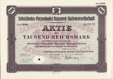 BEER BREWERY Schultheiss Patzenhofer Brauerei AG Berlin Germany dd 1932 1,000 RM