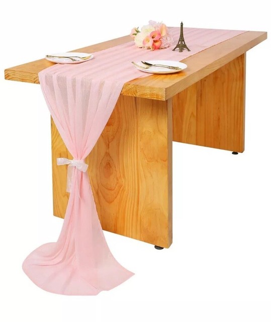 pink chiffon table runner