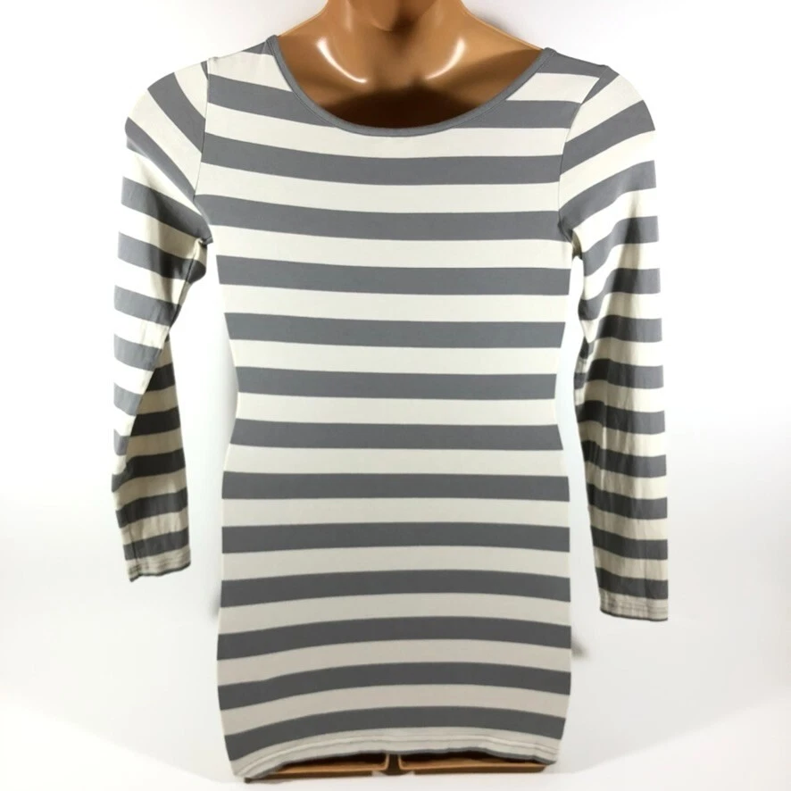 Camiseta Matilda Jane Gris Blanco Rugby Rayas Manga Larga Para Mujer Pequeña S Foto 2 de 3