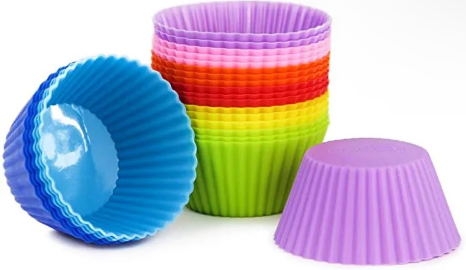 24-Pack Reusable Silicone Baking Cups for Muffins & Cupcakes, Non-Stick & Durable