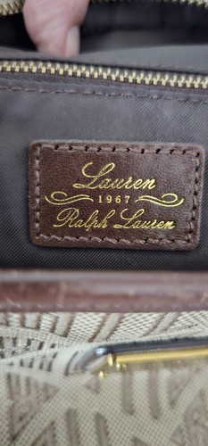 Vtg Y2K Ralph LAUREN Purse Brown Tan RLL Logo Tapestry Fabric Shoulder Handbag - Picture 11 of 11