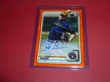 2020 Bowman Autograph Card Zack Brown ORANGE Paper #20/25 Milwaukee Brewers