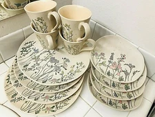 INHOMESTYLEZ Spectrum Designz Set Bunny Easter Floral Dinner Salad Plates Mugs