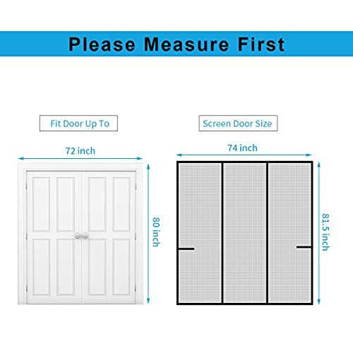 Screen Door for French Door (72"Wx80"L) Glass Sliding Screen Door eBay