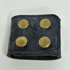 Vtg Safariland 654 Slotted Belt Keeper Extra-Wide 4-Snap Brass Snap Plain Black