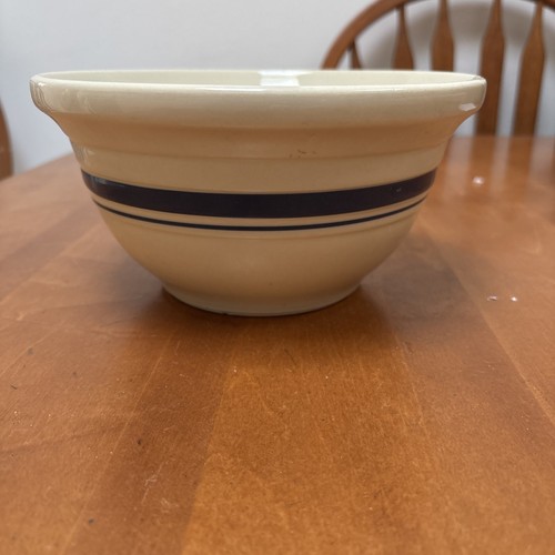 Friendship Pottery, Roseville, OH, 2 Qt. Blue Striped Mixing Bowl - 第 1/4 張圖片