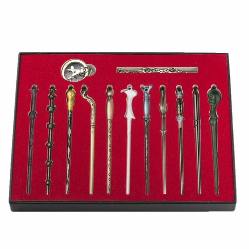 11pcs Harry Potter Magic Stick Wands Key Ring Hermione Malfoy Box Halloween Gift - Picture 3 of 10