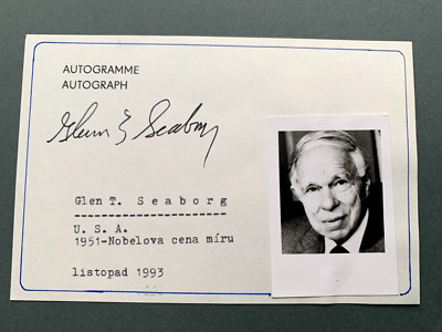 GLENN SEABORG ( 1999) Nobelpreis Chemie 1992 signed Briefkarte 10x15 Autogramm