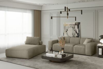 Sofa Set 2-teilig Sezlong und Sofa 3-Sitzer CELES in Stoff Scala Truffle