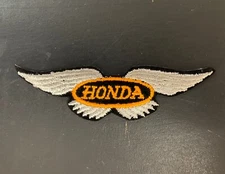 Original 1970s Honda Motorcycles Silver Embroidered Patch Felt Edge 4” Sew/press
