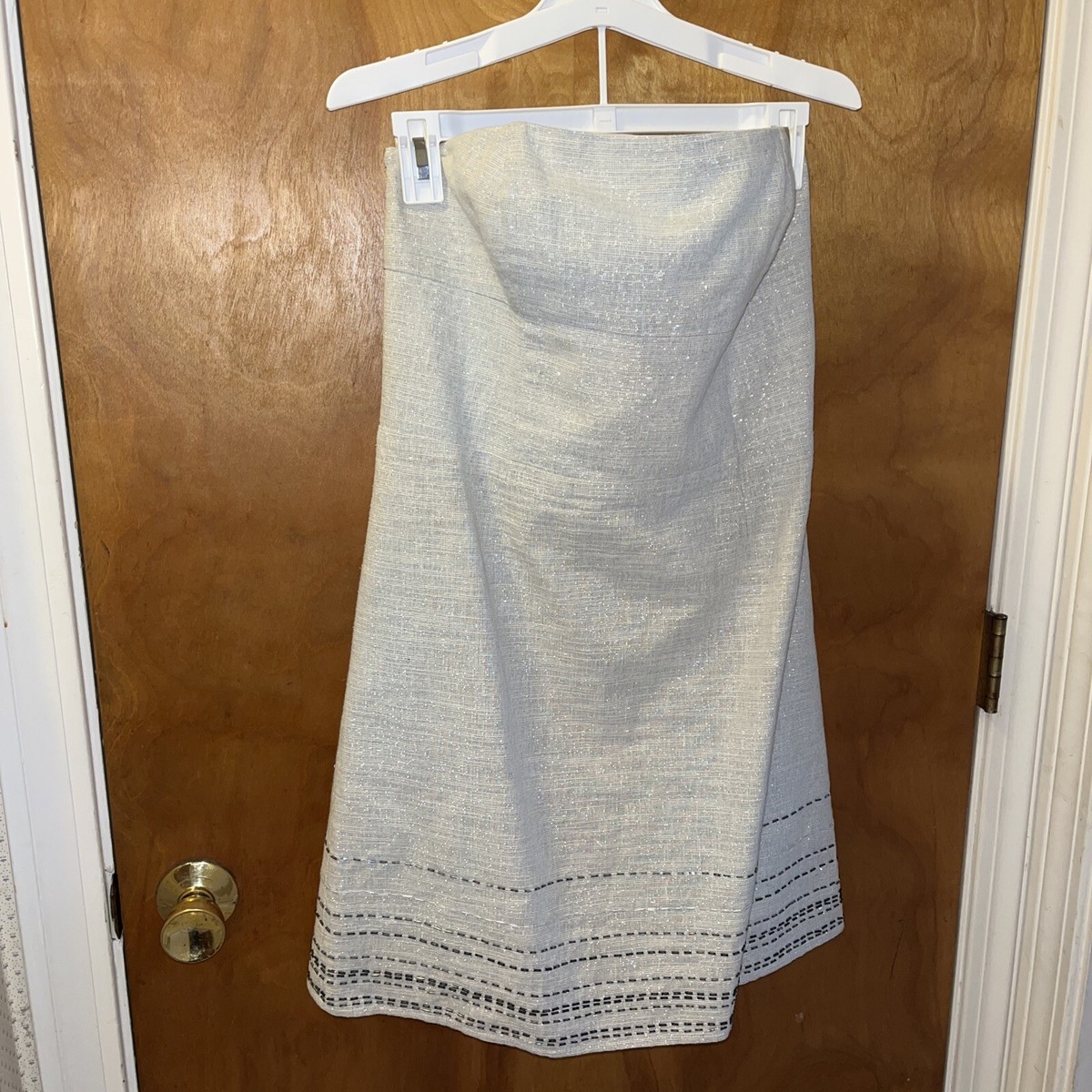 ann taylor loft linen dress Ann Taylor Loft Linen Dress sz 4 Oatmeal Cream Black Trimmed Jackie O Sleeveless