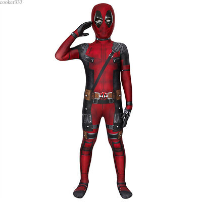 Halloween Cosplay Kids Boy Deadpool Costume Superhero Bodysuit Christmas Gift