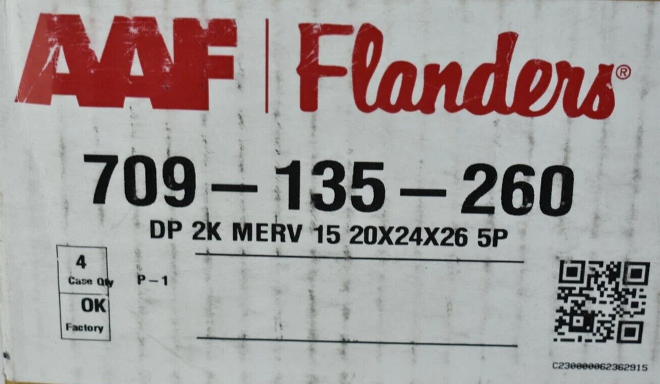 Lote de 4 - Filtro AAF Flandes 709-135-260 - DP 2K MERV 15 20" X 24" X 26" 5P Foto 3 de 3