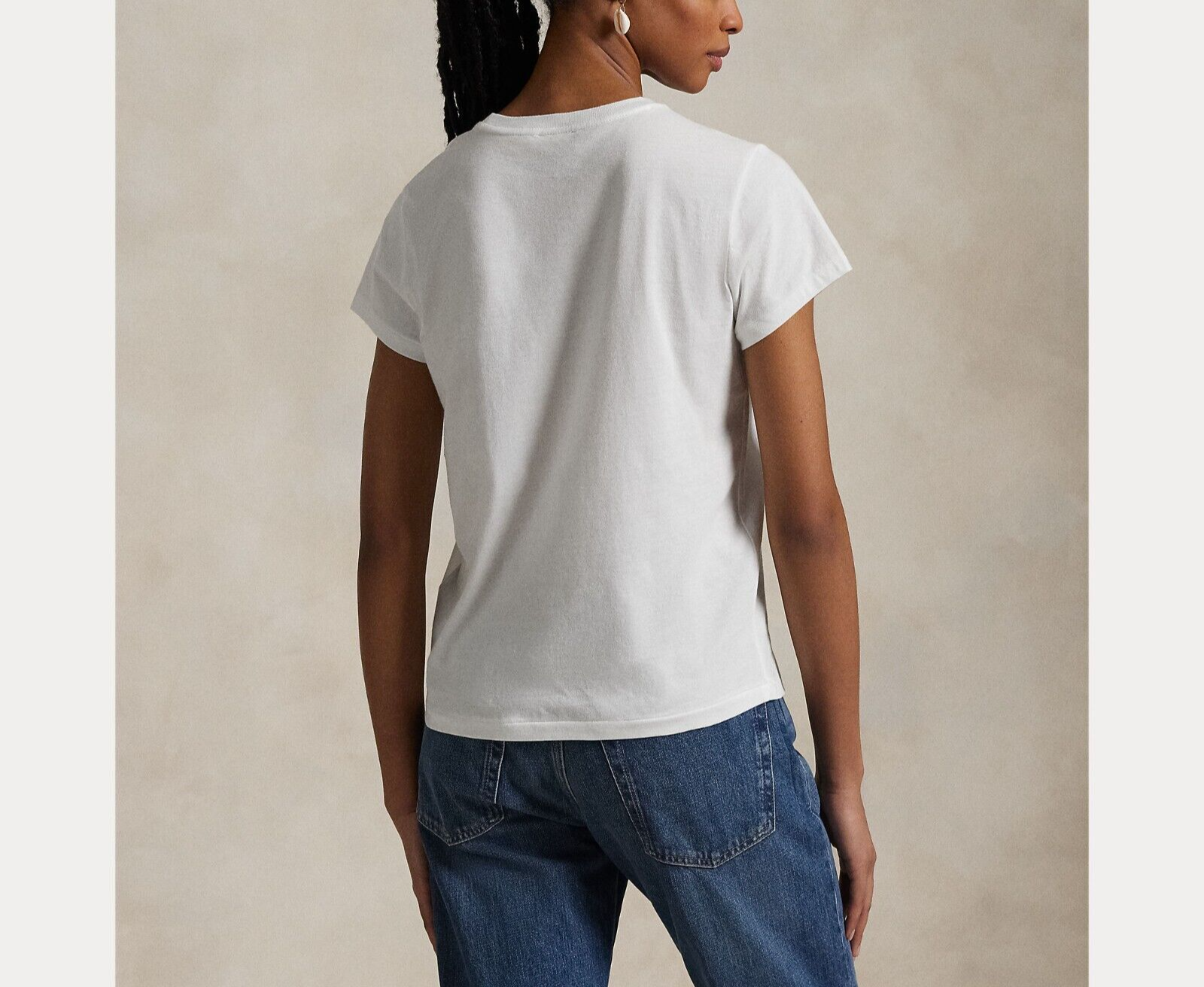 PONY Ralph Lauren Donna TG XS T Shirt Maglietta girocollo in jersey cotone Bianco