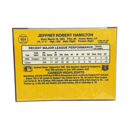 1987 Donruss $464 Jeff Hamilton - Picture 2 of 2