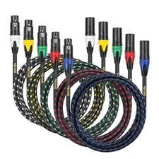 Clef Audio Labs XLR Male to XLR Female,Shell/5 Color Braided -6FT-5PK