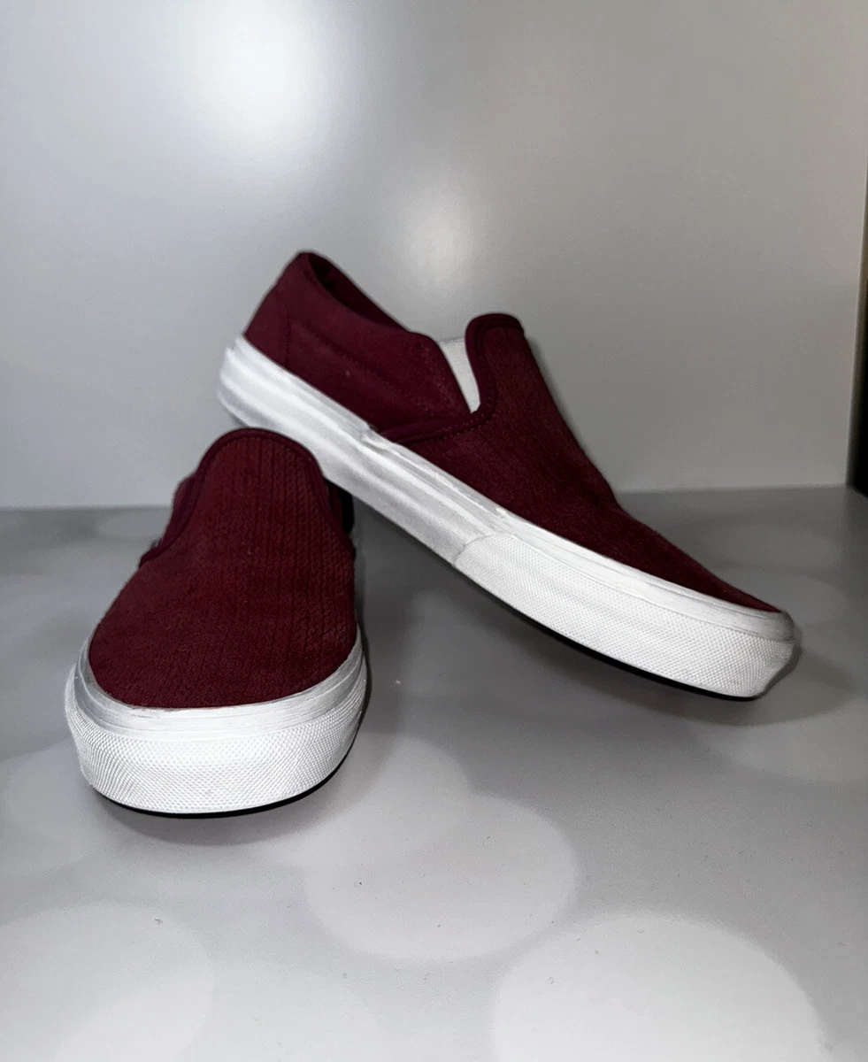 Maroon slip on vans sale