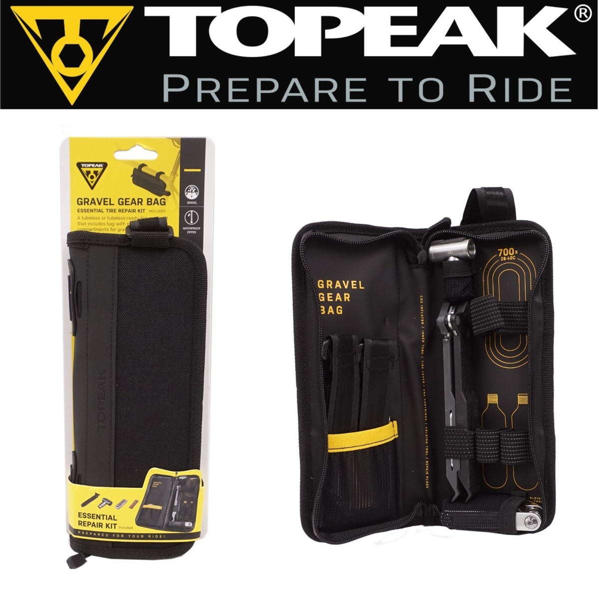 Topeak TC2278B Bike Gravel Gear Bag w/Tools kit to fix tubeless flats and  more