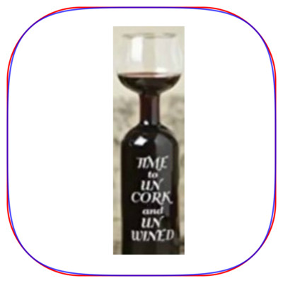 Wine Glass Bottle Holds a Whole Bottle Drink - TIME TO UNCORK and UNWINE  Novelty | eBay
