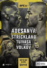 UFC 293 Fight Poster 11x17 Inches - Israel Adesanya vs Sean Strickland - NEW USA