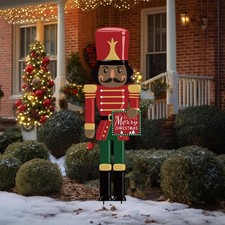 Cinnvoice 39" Black Nutcracker Christmas Outdoor Decor, Black, Red, Green