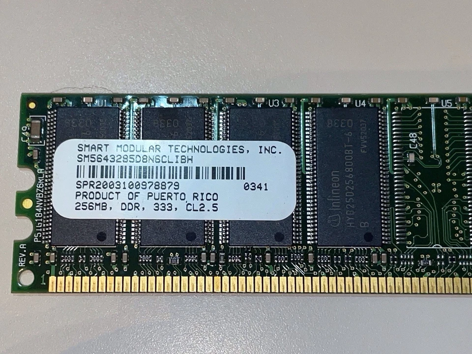 Smart Modular SM5643285D8N6CLIBH HP 256MB PC2700U 333MHz Memory RAM Module - Image 2 of 4
