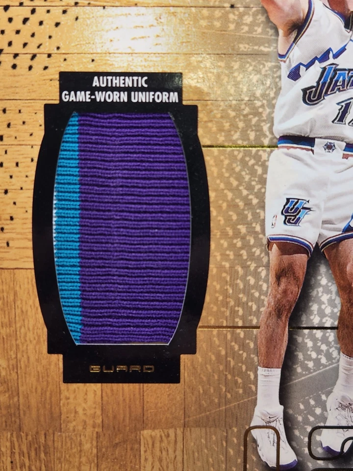 2001-02 Flair Sweet Shot Jumbo Box Topper John Stockton Game Used Patch /250 - Image 2 of 4