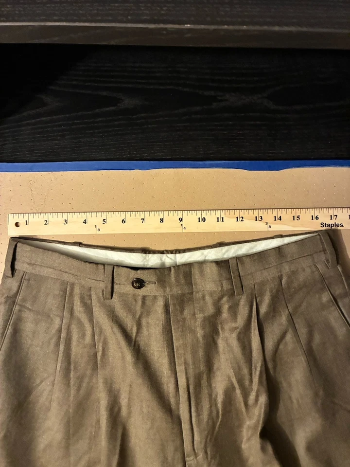 JB Britches Men Dress Pants 34x30 Brown Wool Straight Leg Business Formal - Image 3 of 4