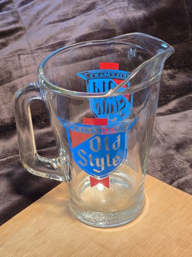 Vintage Heileman's Old Style Beer Pitcher, Heavy Glass,  Retro Breweriana