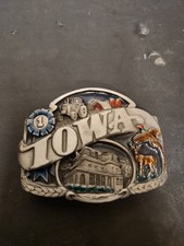 Vintage 1992 Siskiyou Belt Buckle State Of Iowa Collectible Pewter USA Made