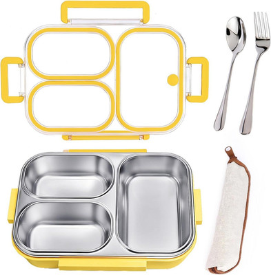 25oz/750ml Stainless Steel Lunch Box Kit 25oz - 3 Compartment, Sunny Yellow