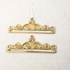 Brass Metal Ornate Bell Pull Hardware Needlepoint Tapestry Hanger Lot Of 2_AA
