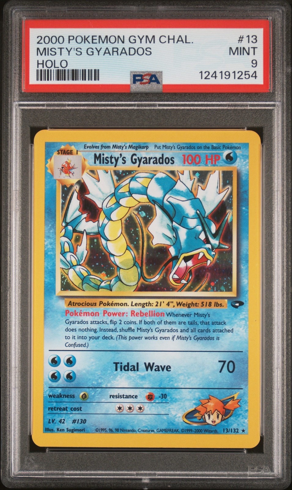 2000 POKEMON GYM CHALLENGE HOLO #13 MISTY'S GYARADOS PSA 9