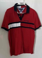 Tommy Hilfiger Mens Red Cotton Short Sleeve Custom Fit Holly Polo Shirt Size L