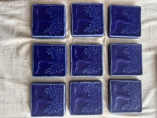 Pewabic Pottery Detroit Cobalt Blue Leaf Tile...