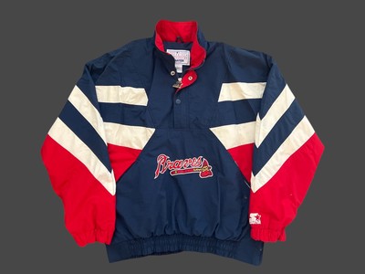 Vintage Atlanta Braves MLB Starter 1/4 Zip Nylon Windbreaker 90s