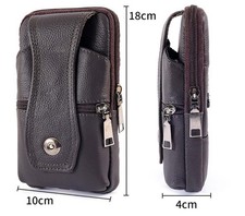 Practical Durable Slim Portable Soft Sturdy Genuine Leather Belt Phone Waist Bag