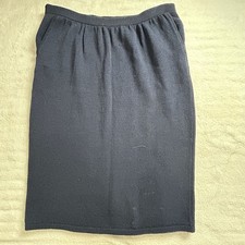 St. John By Marie Gray Womens Navy Knit Pencil Skirt Size 8 Pull-On Made In USA