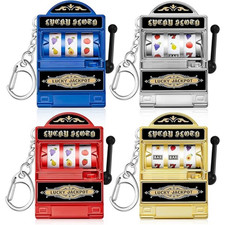 4Pcs Mini Slot Machine Keychain Las Vegas Casino Jackpot Lucky Charm Party Favor